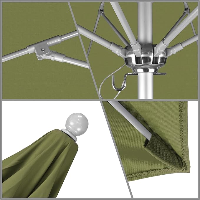 California Umbrella 7.5' Rd. Venture Series Contract Grade Patio Umbrella, Push Open Pin Stop, Silver Finish, Solution Dyed Palm
