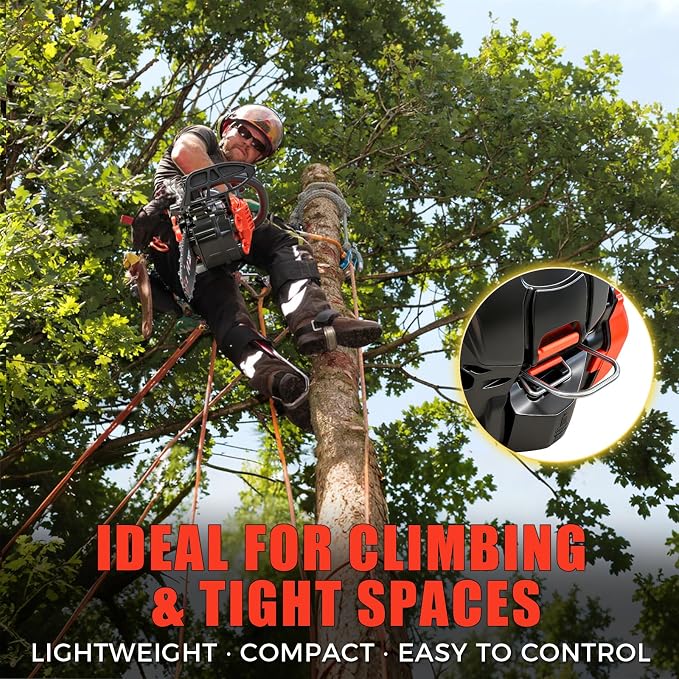 Top Handle Chainsaw, Gas Chainsaw 12 inch, 25cc 2-Stroke Climbing Saw, Gas Powered Small Chain Saw Lightweight 5.5 lbs for Tree Work, Wood Cutting & Pruning, Easy Control