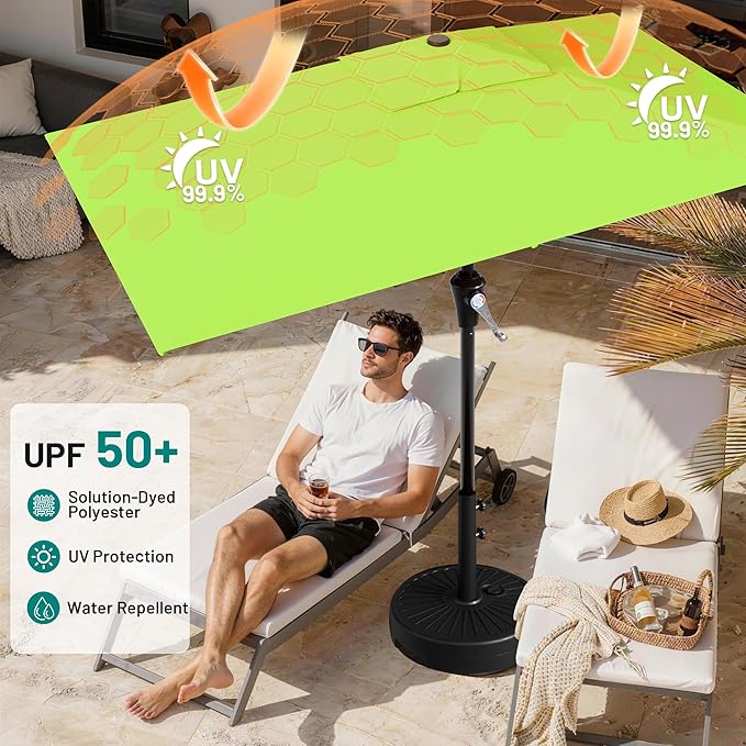 AreShark 6.5' x 10' Rectangular Patio Umbrellas for Outdoor, Outdoor Table Umbrella, Large Outdoor Patio Umbrellas with 6 Sturdy Ribs for Pool, Garden, Deck & Market (Apple Green)