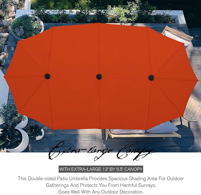 Sophia & William Patio Set with Umbrella 8 Pieces Outdoor Dining Set for 6 with 13ft Large Patio Umbrella Red, 6 x Swivel Patio Chairs with 59" Dining Table for Lawn Garden
