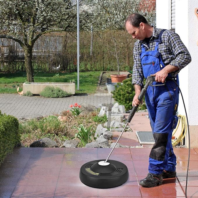 Goplus Pressure Washer Surface Cleaner, 16-INCH Power Washer Scrubber Attachment, Great for Cleaning Driveway Sidewalk with 1/4" Quick Connection, 3000PSI 1450RPM
