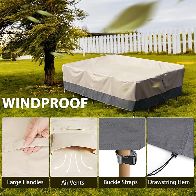 Patio Furniture Covers Waterproof Heavy Duty, 136"x84"x28" Extra Large Outdoor Dining Table and Chair Covers/ Waterproof UV Snow Resistant/ General Purpose Outside Sectional Sofa Set Covers