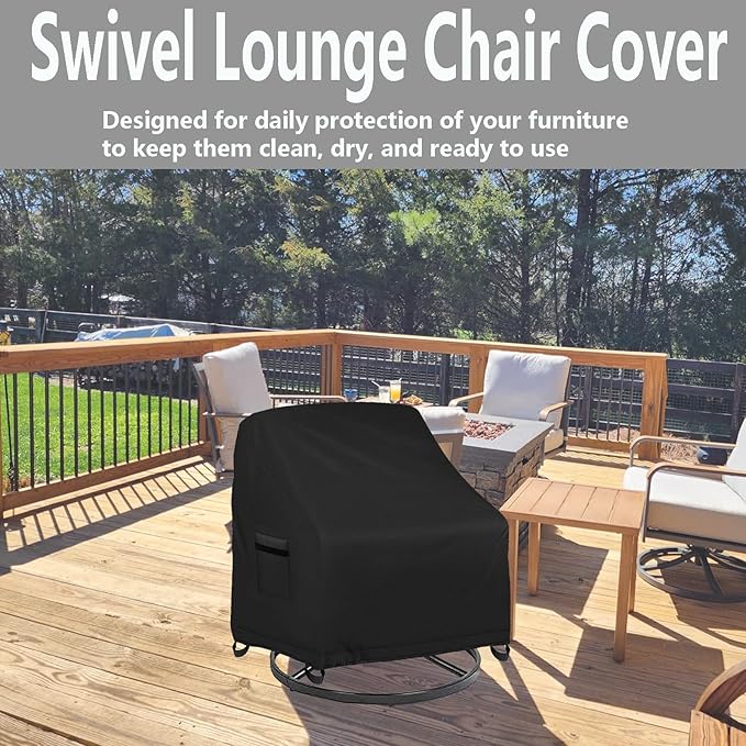 Outdoor Swivel Lounge Chair Cover 2 Pack, 600D Waterproof Heavy Duty Outdoor Chair Covers(30 W x 34 D x 38.5 H inches), Patio Swivel Chair Covers for Outdoor Furniture
