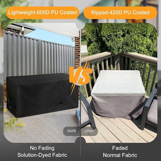 NettyPro Deck Box Cover Outdoor Waterproof Storage Bench Cover for Rectangular Deck Box, 46 x 16 x 22 inch, Black