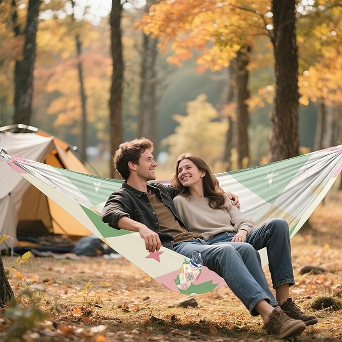 Pink Green Cute Plaid 330lb Capacity Outdoor Hammocks Hanging Hammock for Outside Patio Backyard Poolside Base de hamaca para adultos