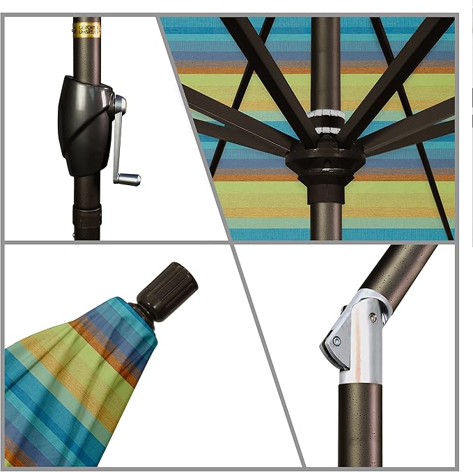 California Umbrella 7.5' Round Aluminum Market Umbrella, Crank Lift
