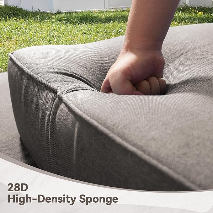 Luxury Outdoor Swivel Rocker Patio Chairs Set of 3, High Back Swivel Patio Chairs with Side Table & 6-Inch Thick Cushions, Wicker Outdoor Bistro Set for Porch, Yard, Deck, Poolside, Grey