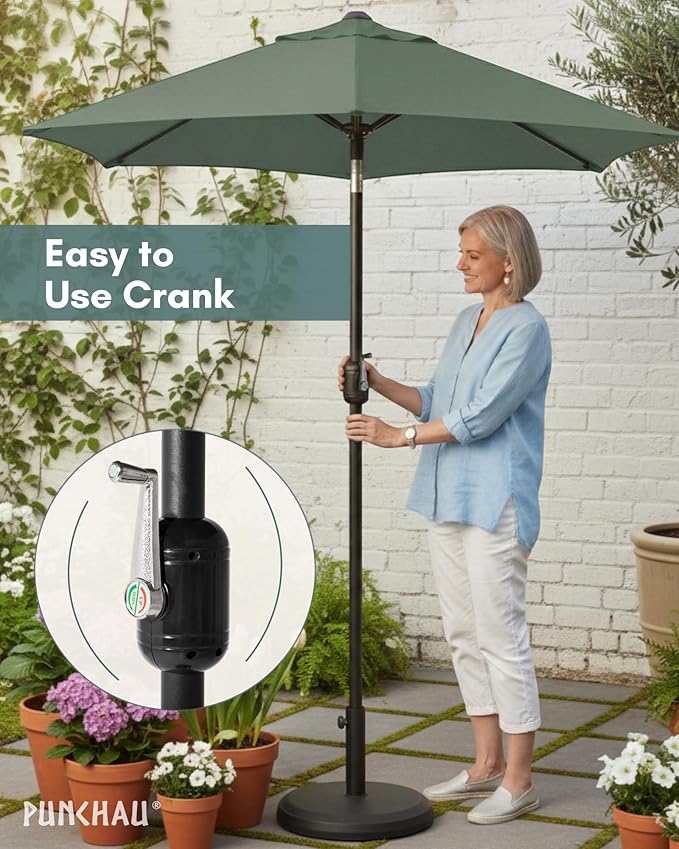 6 Ft Outdoor Patio Umbrella, Easy Open/Close Crank and Push Button Tilt Adjustment - Olive Market Umbrellas