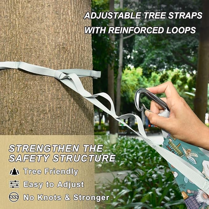 Camping Hammock Outdoor Hammocks for Outside Gnome Duck Cute Beach Trees Portable Lightweight with Pockets Tree Straps Indoor