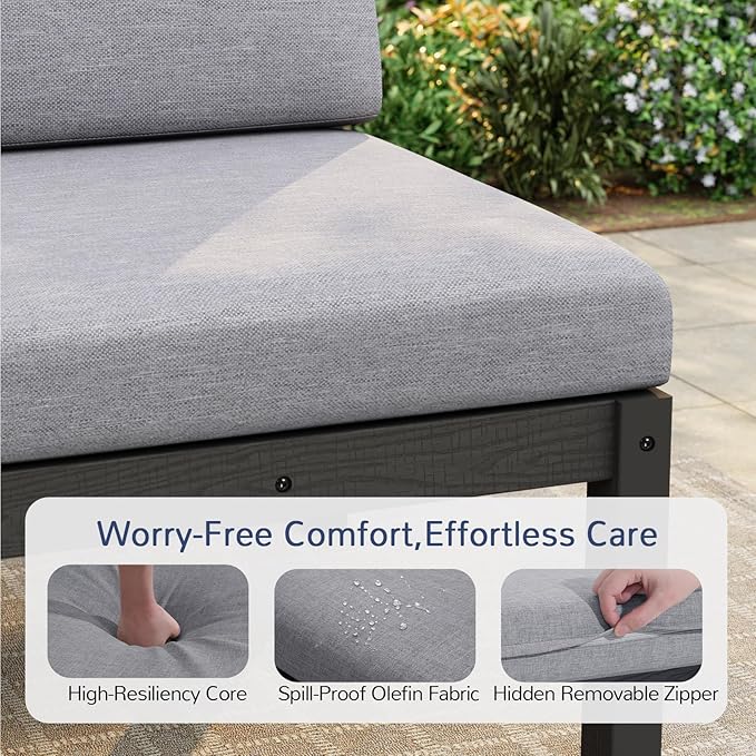 Stoog 11-Piece U-Shaped Patio Sectional Sofa Set, All-Weather Modular & Convertible Patio Furniture - Create L-Shape or Straight Configurations, Black
