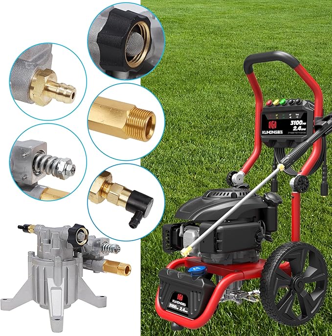 Biswing Pressure Washer Pump, 7/8" Shaft Vertical Plunger, 3400 PSI Max, 2.5 GPM, Replacement Pump for Gas Power Washer, Rear Facing Inlet/Outlet
