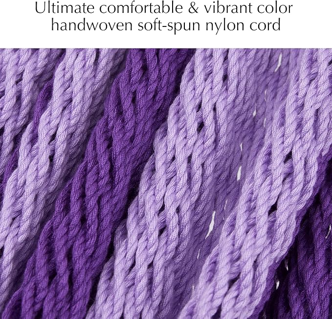 PNAEUT Handwoven Mayan Hammock, Thick Soft Rope Double Hammock for Outdoor Outside & Indoor, 600 lbs Capacity Heavy-Duty, Includes Tree Straps, Carabiners & Carrying Bag (Mauve Purple, X-Large)