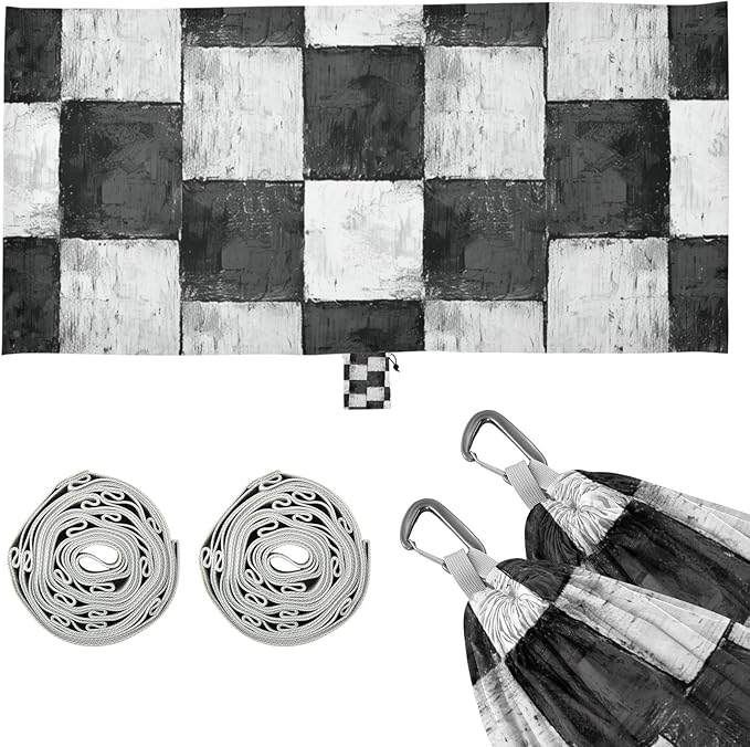 Black and White Square 330lb Capacity Hammocks with Hanging Ropree Hammock for Outside Beach Patio Garden Base de hamaca para adultos