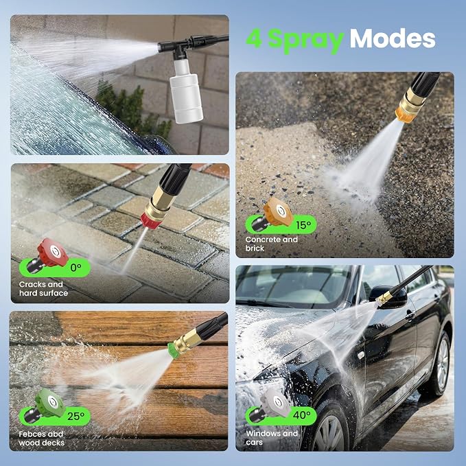 Pressure Washers, Power Washers with 4 Wheels, High Pressure Cleaning Machine for Cars/Fences/Driveways/Patios/Farms/Home Cleaning