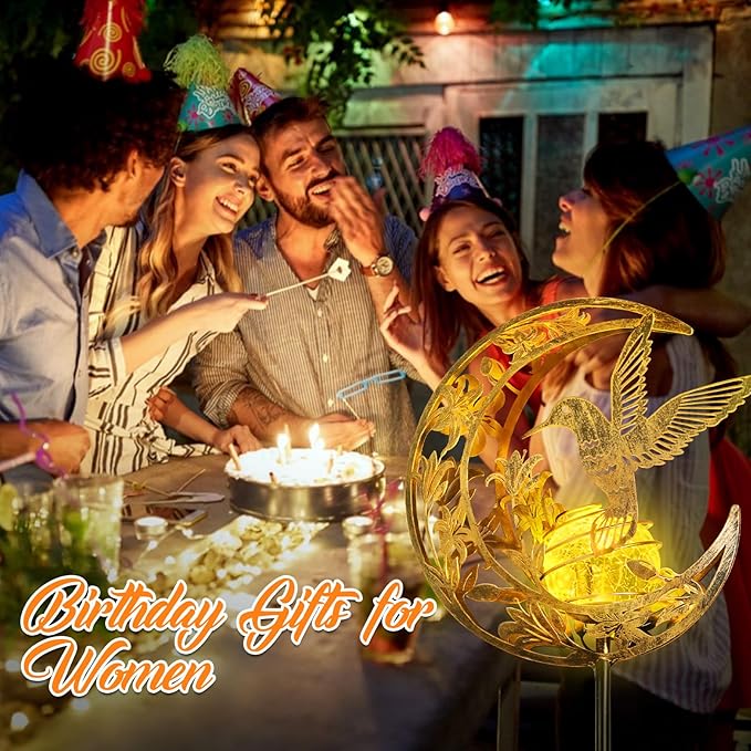 Solar Lights Outdoor Mothers Day Gifts Hummingbird Garden Decor Mothers Day Gifts for Women Mom Grandma Sister Fairy Solar Lights Metal Solar Garden Decoration for Yard, Patio, Backyard, Porch, Lawn