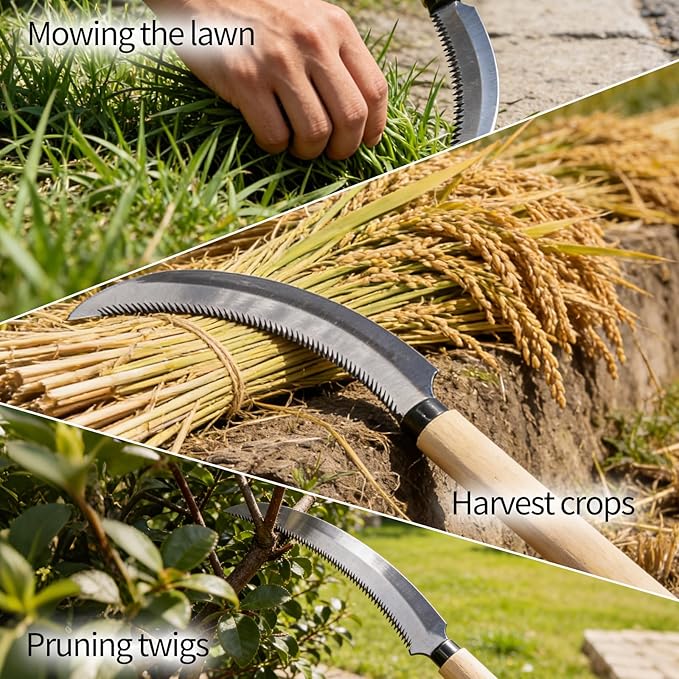 Kana Hoe 217 Japanese Garden Tool - Hand Hoe/Sickle is Perfect for Weeding and Cultivating. The Blade Edge is Very Sharp., Beige-a,