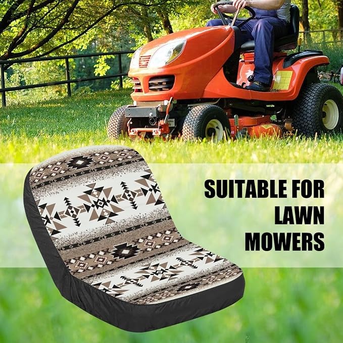 Lawn Mower Seat Cover Riding Lawn Mower Seat Cushion Aztec Tribal Tractors Accessories Waterproof Tractor Seat Decor