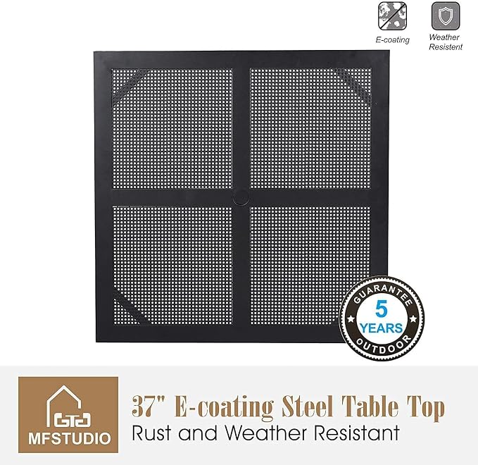 MFSTUDIO Outdoor Dining Set for 4, Patio Dining Set with Umbrella Hole, 5 Piece Patio Table and Chairs Set for Deck/Backyard/Poolside/Garden
