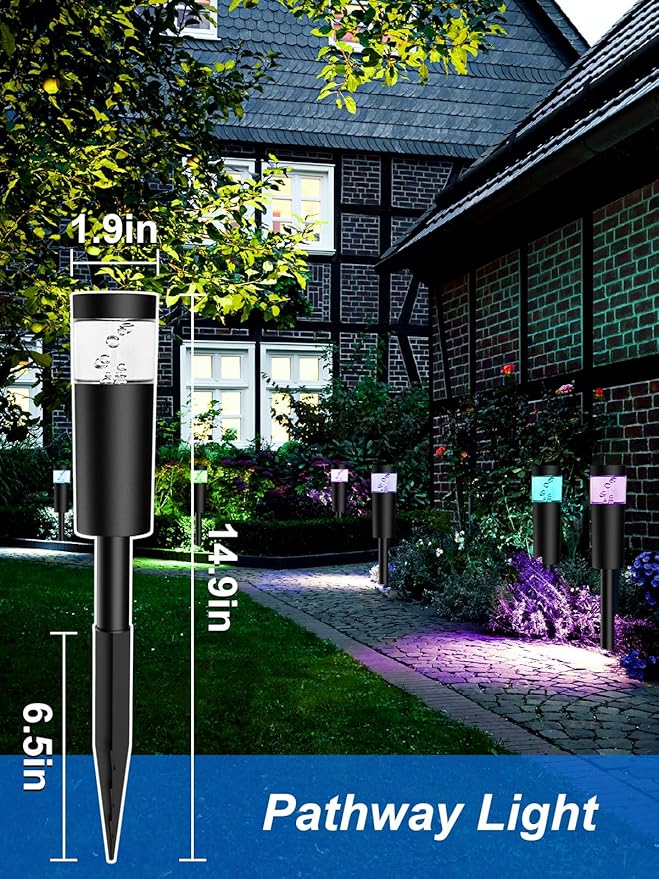 5W RGBW Low Voltage Landscape Pathway Lights with Connectors 12V Outdoor Landscape Lighting LED Bollard Path Lights Wired IP65 Waterproof RGBW Walkway Light for Garden Yard Lawn (2Pack)