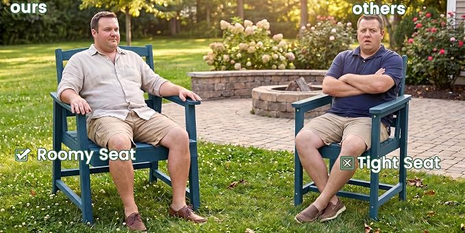 LOUNZY 9 Piece HDPE Patio Dining Set for 8, Outdoor Furniture,Navy | 75.2” table,8 person outdoor table and chairs set, fade resistant HDPE, strong structure built for backyard entertaining