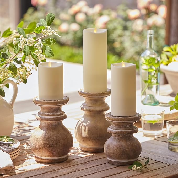 Luminara Realistic Artificial Moving Flame Outdoor Pillar Candle - Moving Flame LED Battery Operated Lights for Outside Christmas, Thanksgiving - Remote Ready - Remote Sold Separately - 3.25" x 4.5"