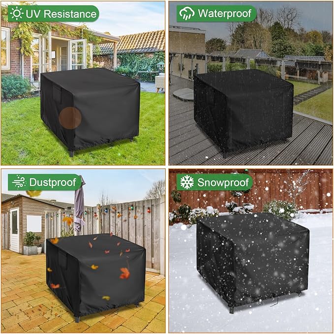Outdoor Table Cover Square 24 inch Patio Table Cover Waterproof Patio Furniture Covers Rectangular for Outside Small Table and Chair Sets, Fire Pit, Coffee Table, Ottoman-24"L x 24"W x 28"H