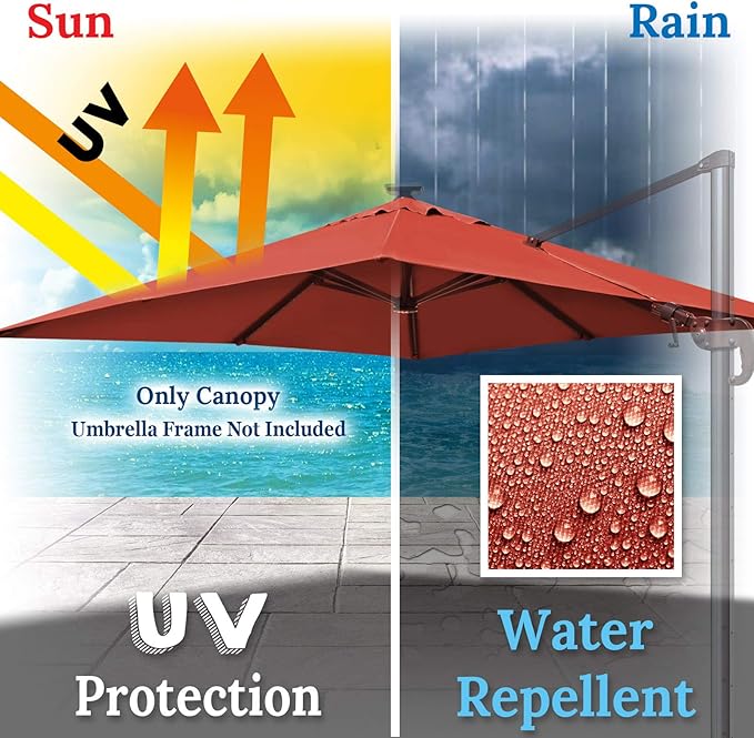 BenefitUSA Outdoor Canopy Top Cover Only Replacement Canopy for 10'x10' ROME Cantilever Patio Umbrella (Canopy Only)