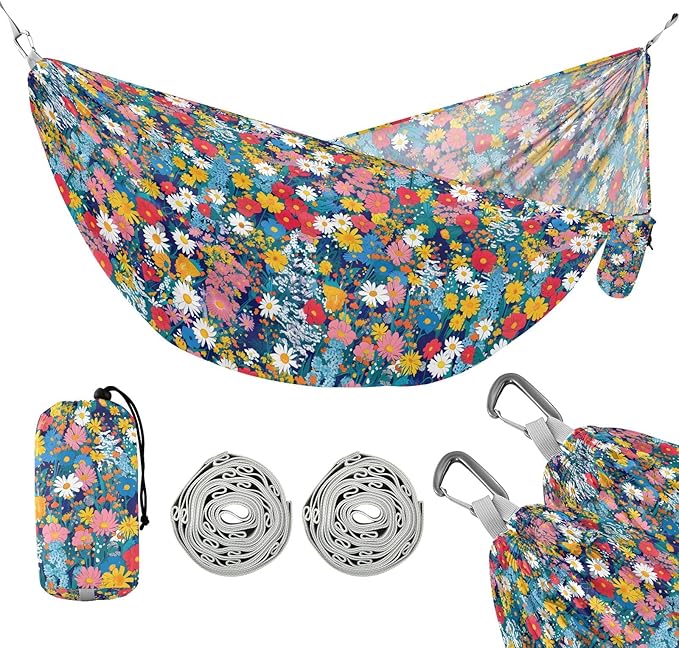 Camping Hammock Outdoor Hammocks for Outside Midsummer Meadows Beach Trees Portable Lightweight with Pockets Tree Straps Indoor