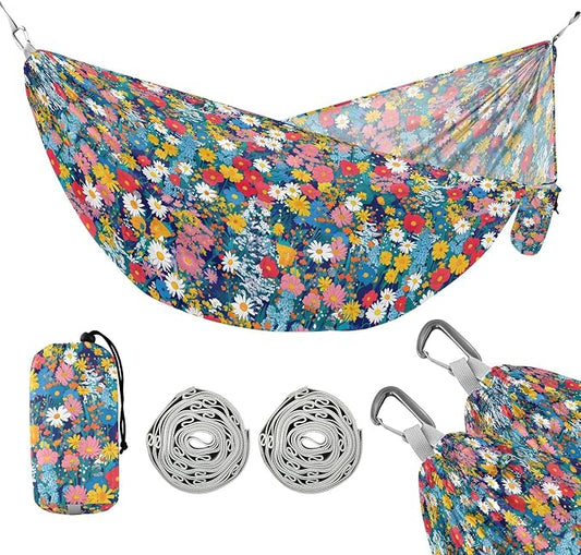 Camping Hammock Outdoor Hammocks for Outside Midsummer Meadows Beach Trees Portable Lightweight with Pockets Tree Straps Indoor
