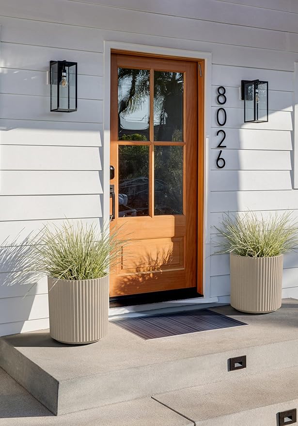 Veradek Demi Series Round Planter for Porch, Patio, Backyard | Durable Plastic-Stone Composite Material | Modern Décor for Tall Plants, Flowers