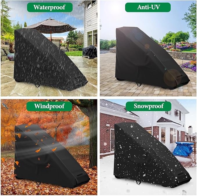 AKEfit 2PCS Zero Gravity Chair Cover Outdoor Folding Lawn Lounge Chair Covers Waterproof All Weather Dustproof Oxford Anti with Storage Bag Black