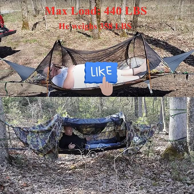 Night Cat Flat Lay Hammock Tent with Sleeping Bag for 1 Person Flat Lay Hammock Tent Combo Set