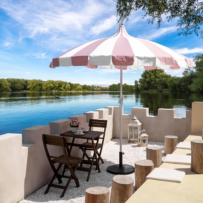 8Ft Patio Pagoda Umbrella, UV Protect Pool Umbrellas with Heavy Duty Pole, Outdoor Market Umbrella for Holiday Garden Backyard