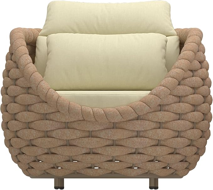 TWT Aluminum Outdoor Patio Furniture Set with Coffee Table, 6 Piece Patio Conversation Sets with Washable Cushions Covers, Patio Sectional Furniture Set for Porch, Balcony, Deck, Yard, Light Brown