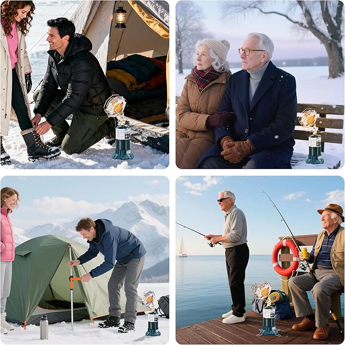 Portable Propane Heater 2-in-1, 6200BTU with Cup Holder & Cylinder Base, Camping Heater with Propane for Tent, Garage, Fishing, Compatible with 1lb Small Propane Tank (Fuel Not Included)
