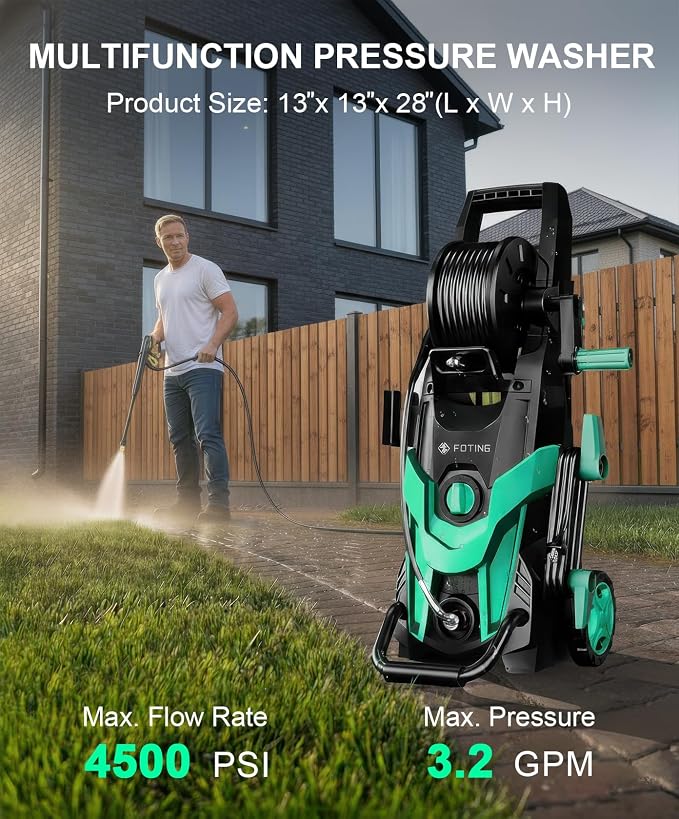 2026 Upgrade Pressure Power Washer 4700PSI with 4 Quick Connect Nozzles,Inlet Hose & Filter, Foam Cannon for Cars/Fences/Driveways/Patios/Home,Blue
