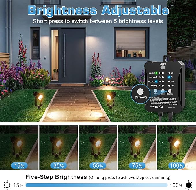 Plug-and-Play Low Voltage Landscape Lighting Kit, 6-Pack Landscape Lights with Transformer, 3000K Waterproof Outdoor Spotlight with Wire for Yard, Garden