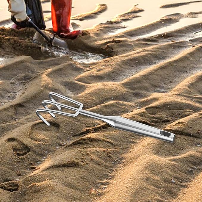 Hand Rake Stainless Steel Heavy Duty Garden Rake Weeding Tool Ergonomic Claw Rake Soil Tiller Portable Planting Rake Suitable for Flower Beds Yard Wor , 3 Tine