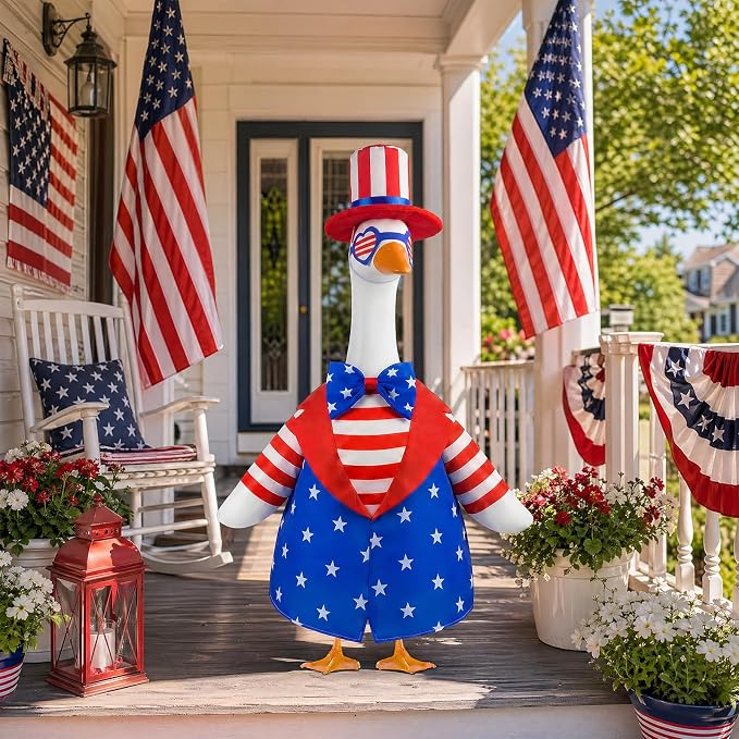 4th of July Goose Outfit with American Flag Patriotic Porch Goose Costume