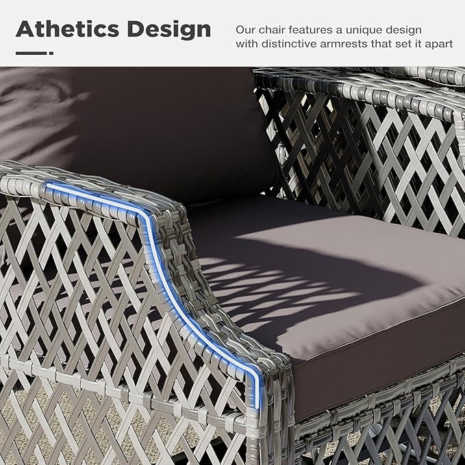 HOMREST 7 Piece Patio Furniture Set, Wicker Outdoor Conversation Set with Swivel Chairs, 2 Ottomans, Storage Coffee Table, Rattan Outdoor Sectional Sofa for Deck Backyard Porch 7 Seats Gray
