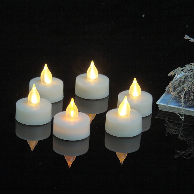 6 Flameless Tealight Candles with Remote and Timer Flickering Battery Operated Electric LED Tea Lights Halloween Jack-O-Lantern Pumpkin Wedding Centerpieces Christmas Party Decorations Batteries Incl.