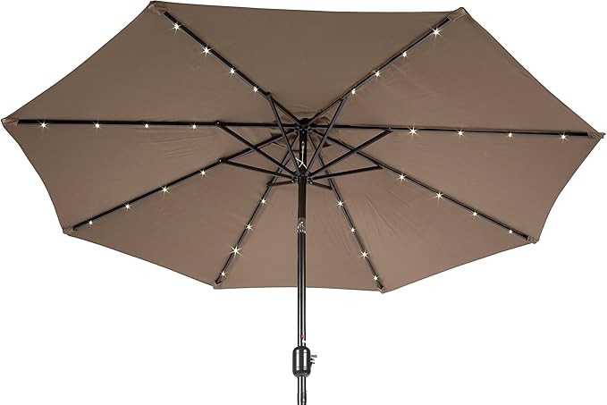 Trademark Innovations Deluxe Solar Powered LED Lighted Patio Umbrella - 9'