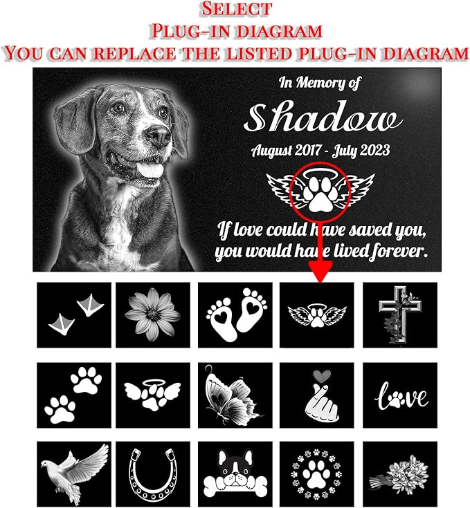 Personalized Black Granite pet Memorial Stone,pet Grave Markers Plaque, Customized Headstone, Dog Memorial Gifts for Loss of Dog,Cats, and Family Pets, Personalized pet tombstones