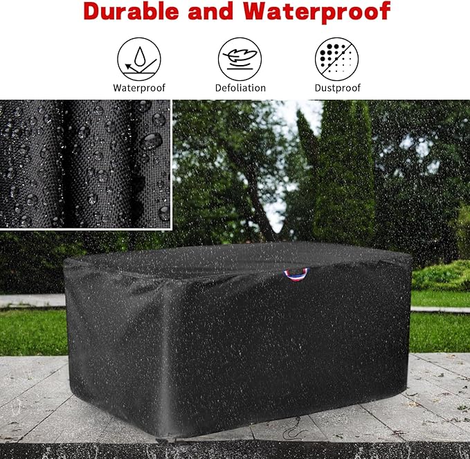 Patio Table Cover, Waterproof Table Cover for Outdoor Furniture, Heavy Duty Protective Covers Fit Square, Rectangle & Round Tabletop - Customizable Size