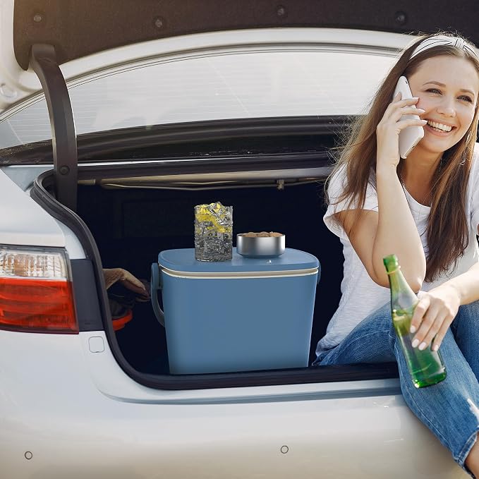 EasyUp Outdoor Cooler Table, 4 Gallon, Portable, with Handle, Bottle Opener, Lift Top Lid, 3-in-1 Ice Cooler, Cocktail Patio Table for Camping, Picnic, Beach, Poolside (Blue)