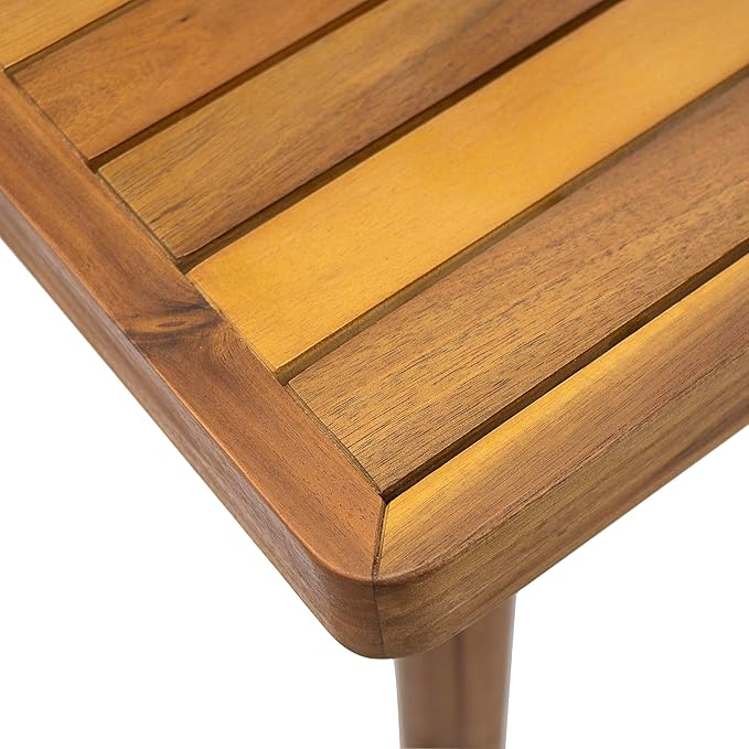 Merax 7 Piece Outdoor Patio Dining Set for 6, Patio Furniture Set with 6 Teak Finished Aluminum Dining Chair with Light Gray Cushions & Acacia Wood Table, Patio Conversation Set for Desk Garden