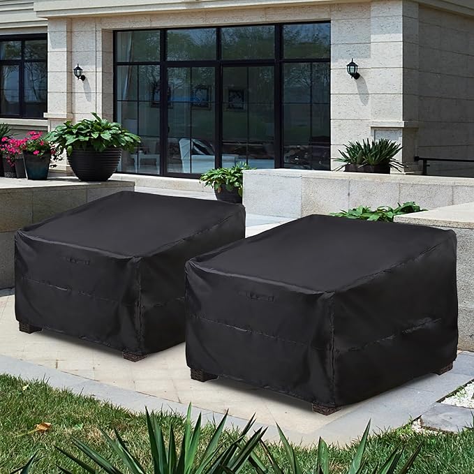 Outdoor Chair Covers Waterproof 2 Pack, ALSTER Patio Chair Covers(35" L x 40" W x 33" H), Durable and Waterproof Black Covers for Lounge Deep Seat, Rain Snow Dust Wind-Proof