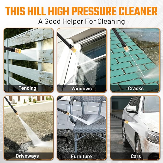 This Hill 2-in-1 Pressure Washer and Steam Cleaner, 3000 PSI 2 GPM Power Washer, 1500W Steam Cleaner with 1L Tank, Portable Cleaning Machine for Car Detailing, Patio, Tile, Grout, Furniture