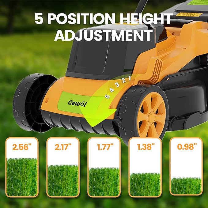 20V Cordless Lawn Mower, 13" Electric Push Mower with 2 x 4.0Ah Batteries & Charger, 5-Position Height Adjustment, Lightweight Battery Powered Lawn Mower with Grass Collection Bag for Yard