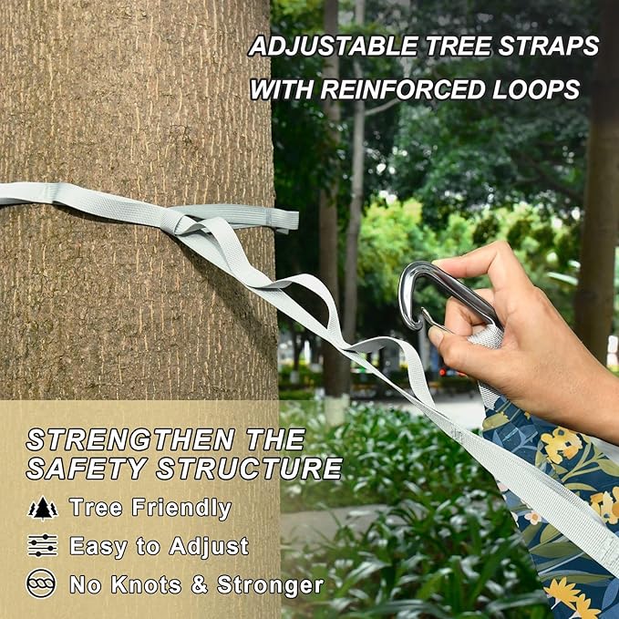 Camping Hammock Outdoor Hammocks for Outside Floral Field Garden Beach Trees Portable Lightweight with Pockets Tree Straps Indoor